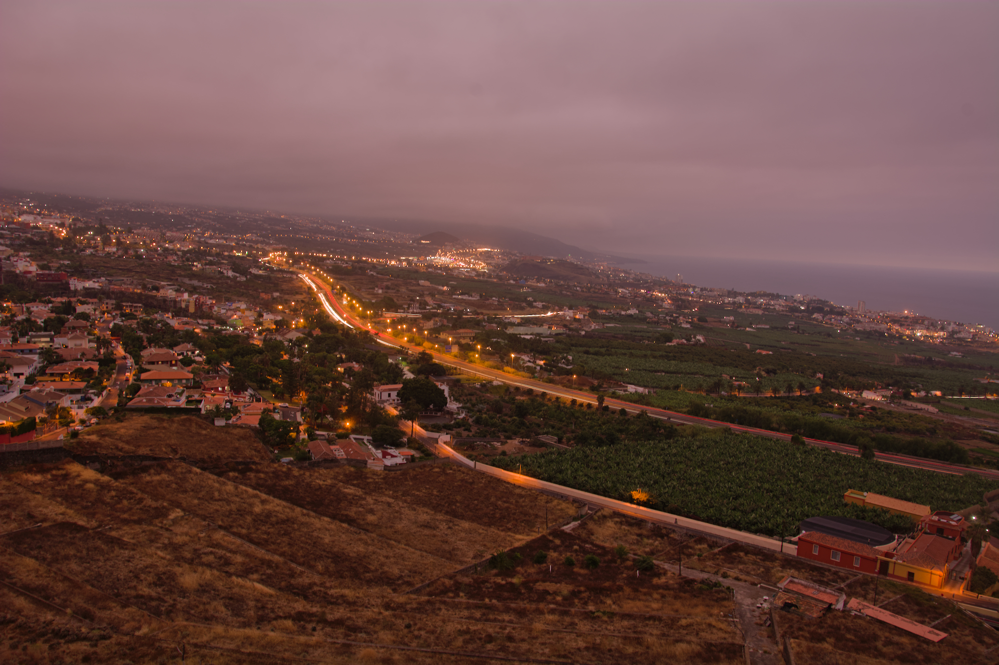 Vistas del Valle de La Orotava desde Refugio al Atardecer