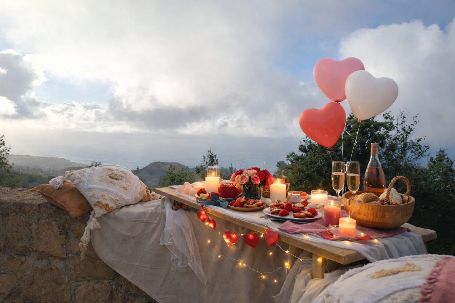 Picnic romántico en Amanara con vistas naturales en Tenerife por San Valentín